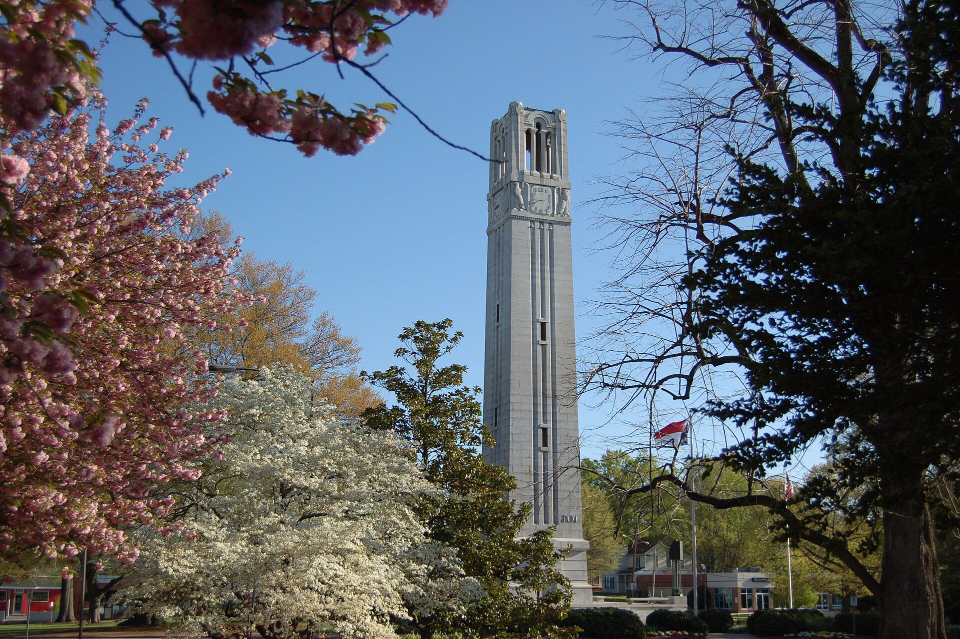 The NC State Memorial Belltower on Hillsborough Street